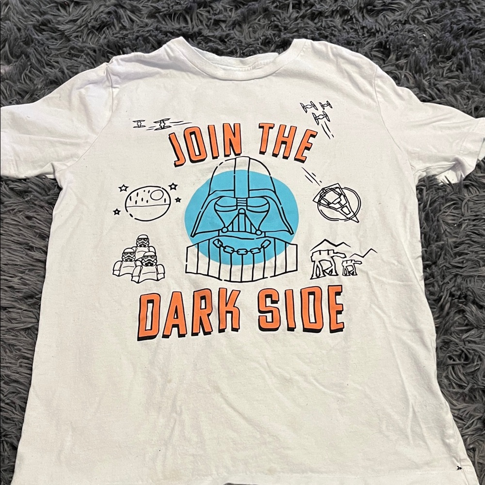 Amazon Essentials White Tee with Dark Side Graphic